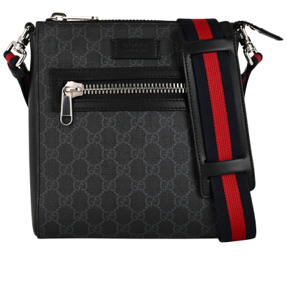 GG Supreme Messenger, &pound;450, Handbags, Black, Canvas, Front view